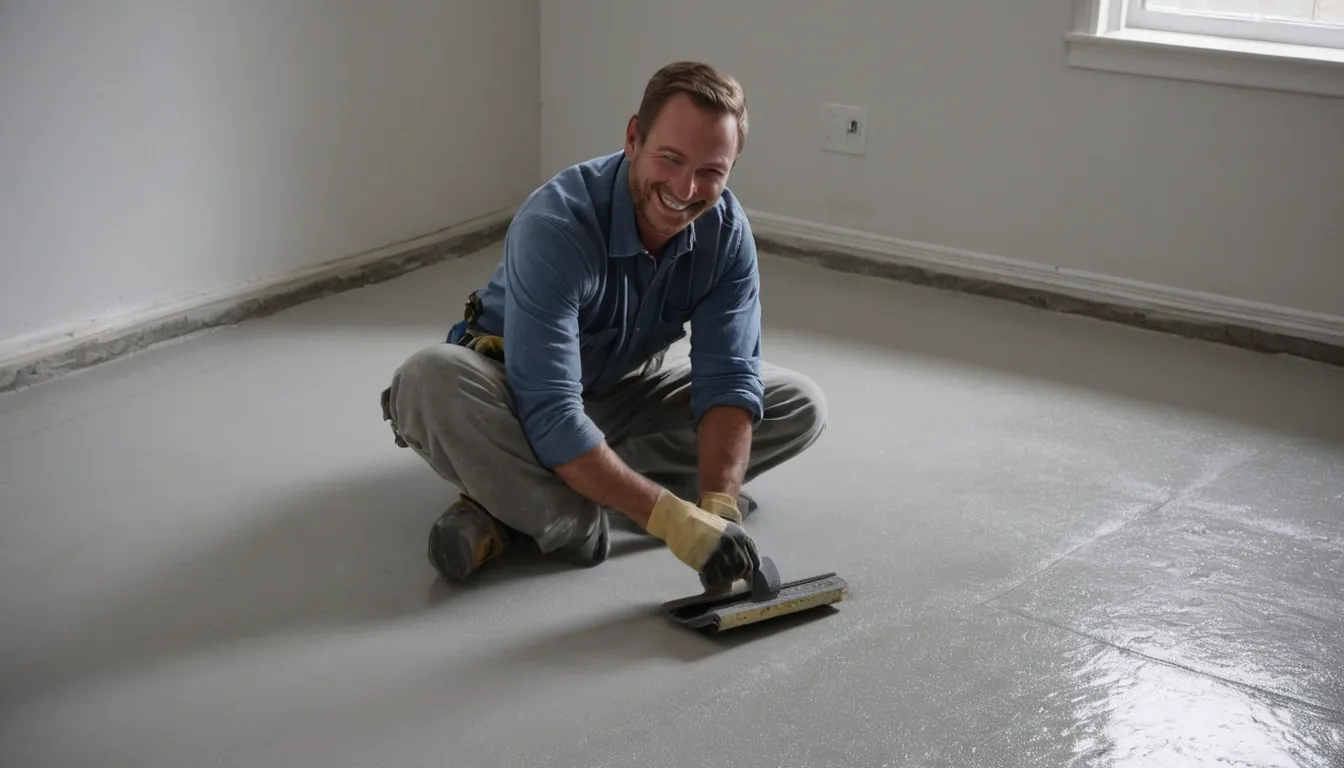 Independent provider coating a clean concrete basement floor in a home near Bowie