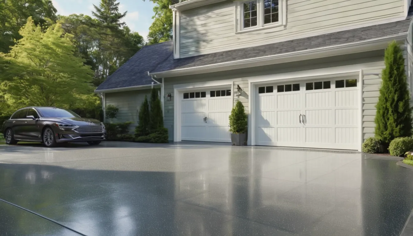 Freshly coated epoxy garage floor in a home near Bowie
